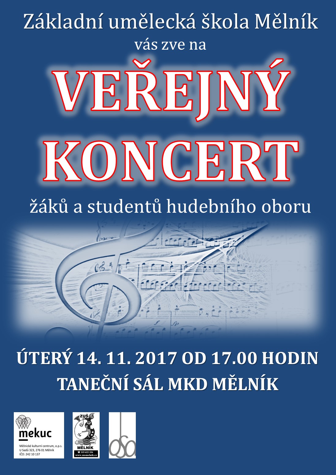 plakát Veřejný koncert 14. 11. 2017